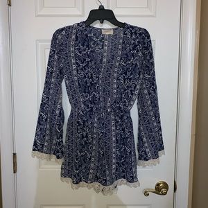 Navy blue patterned romper